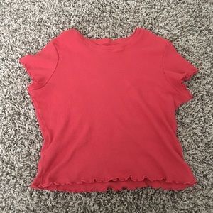 brandy melville red lettuce edge top